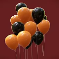 Black and Orange Decorative Balloons Set Against Red Background for Home Decoration