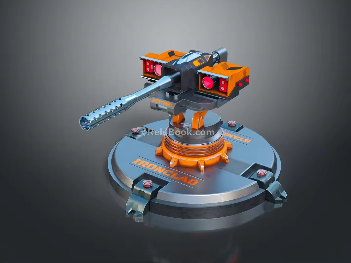 Turret Turntable Railgun Sci-fi Tower Defense Game Tower Defense Sci-fi Turret Game Turret Game Battery 3d model