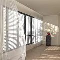 White Sheer Curtains With Sunlight Streaming Through Window In Modern Bright Room