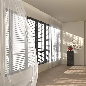 Modern venetian blinds window screen bonsai 3d model
