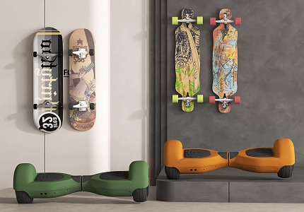 Graffiti Skateboard Balance Car 3d model