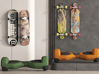 Graffiti Skateboard Balance Car 3d model