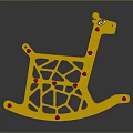 Yellow Kids Rocking Chair With Red Backrest Featuring Giraffe Pattern Design