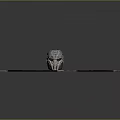 Futuristic Sci-Fi Helmet Placed On Metallic Blue Grid Platform With Modern Design