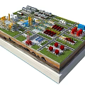 Aerial View Planning of Industrial Facility With Multi colored Buildings Green Areas and Layout Design