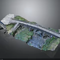 Detailed Bridge Model With Green Terrain And Blue Water Area Design