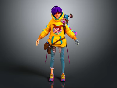 modern game character punk boy steampunk character steampunk character male character 3d model