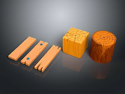 Wooden Craft Items Featuring Planks Blocks Tree Log And Natural Texture Design 3d model
