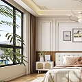 Elegant Bedroom Interior Design With Comfortable Bed Chandelier Nightstands Soft Rug And Decorative Paintings