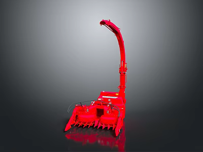 Red Agricultural Machinery With Extended Arm And Bottom Cutting Blades Design Structure 3d model