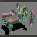 Colorful Fantasy Bridge Featuring Mushroom Shaped Pillars And Vibrant Decorative Elements
