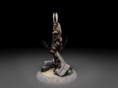 Modern game character archer 3d model