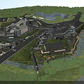 Aerial Planning of Modern Architectural Complex with Green Spaces River and Roads