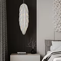 Modern White Feather Shaped Pendant Light With Soft Lighting And Dark Backdrop 3d model