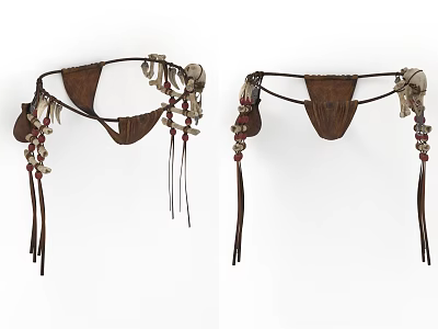 Traditional Tribal Style Leather Harness With Beaded Tassels And Bone Decorations 3d model