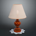 Classic Wooden Table Lamp With Spiral Base Beige Lampshade And Lace Doily
