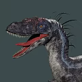 Spiked Back Dinosaur 3D Model Character Walking With Open Mouth Red Tongue And Striped Skin