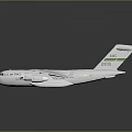 Large White Passenger Airplane with Four Engines Green Logo on Tail and G0001 on Fuselage