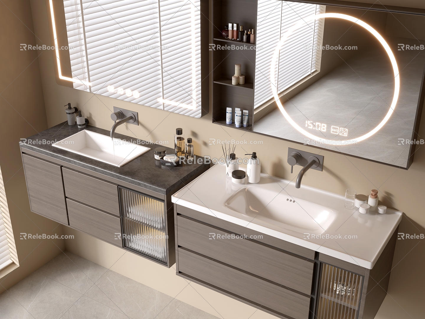 Modern Bathroom Cabinet Bathroom Counter Basin Bathroom Ornaments Mirror Cabinet Sink 3d model