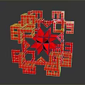 Abstract Red Geometric Sculpture With Intricate 3D Design And Modern Art Elements