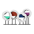 Modern Decorative Ornament Set with Circular Design Colorful Sections and Black Stands
