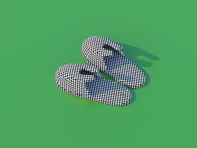 Checkered Slippers with Stylish Design on Green Background for Casual Wear 3d model