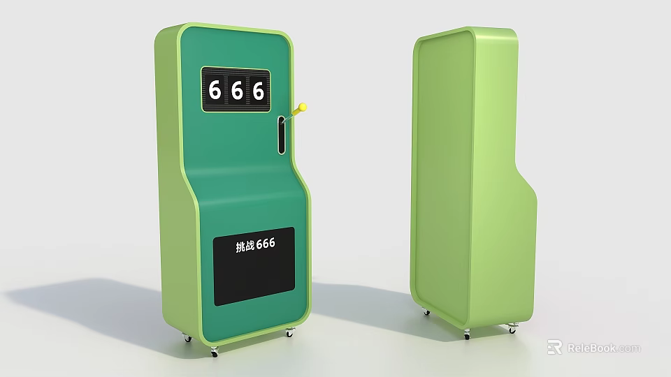 Other Green Self Service Terminal With Display Screen Showing Numbers And Wheels 3d model 