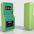 Other Green Self Service Terminal With Display Screen Showing Numbers And Wheels