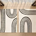 Modern Square Carpet Geometric Stripe Fabric Carpet 3d model