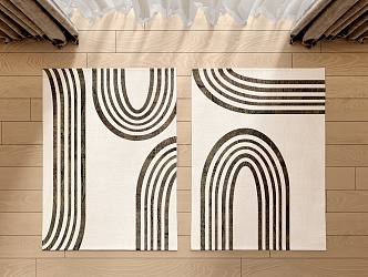 Modern Square Carpet Geometric Stripe Fabric Carpet 3d model