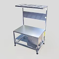 Sturdy Functional Desk With Metal Top Upper Shelf Drawer And Stable Metal Frame