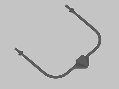 Curved Black Industrial Component With Two End Parts And Triangular Connector 3d model