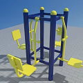Sturdy Outdoor Sports Equipment With Blue Frame And Yellow Seats For Fitness