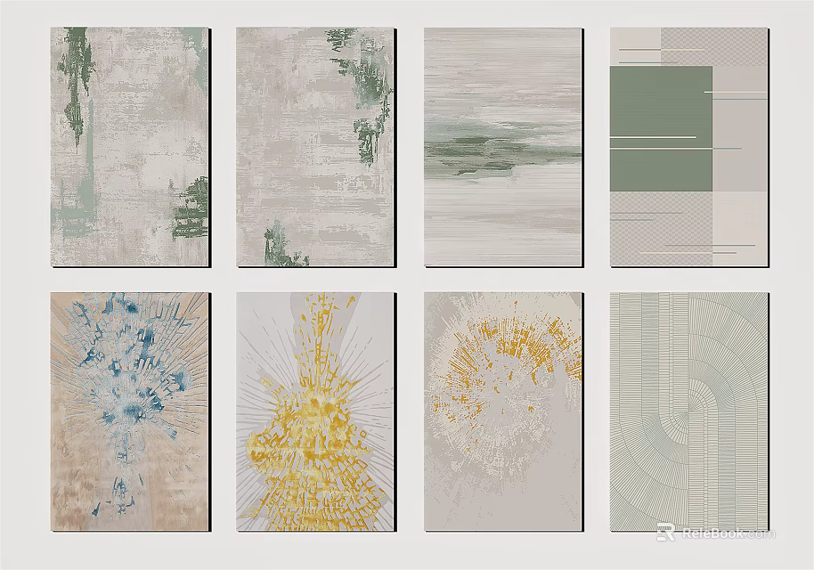 Square Rugs Featuring Diverse Abstract And Geometric Patterns In Soft And Bold Colors 3d model