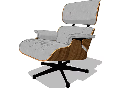 Comfortable Gray Office Chair With Wooden Armrests Modern Design And Swivel Base 3d model