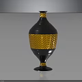 Modern Decorative Vase With Gold Herringbone Pattern And Black Base For Home Furniture