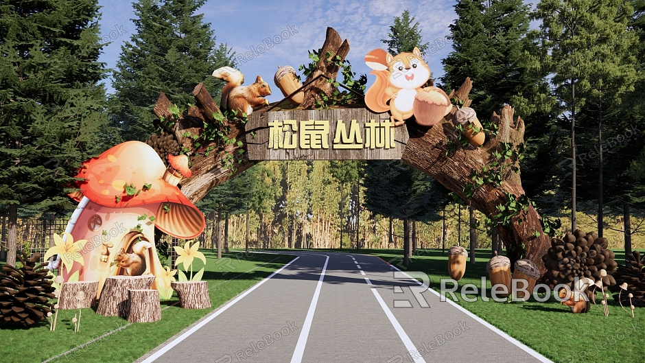 Squirrel Theme Children's Animal Park Forest Adventure Park Squirrel Zoo Gate Parent-Child Children's Park model