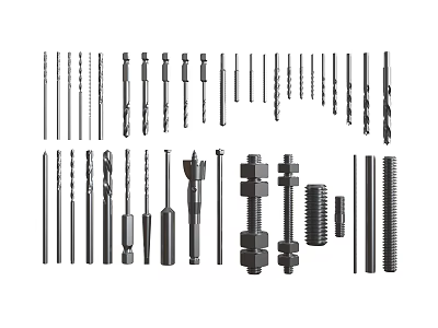 Different Types Of Drill Bits Bolts Nuts And Fasteners For Industrial Use 3d model