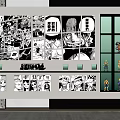 Comic Style Display Shelves With Character Models In Modern Exhibition Area 3d model