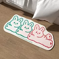 Cute Three Rabbit Shaped Decorative Carpet with Green Red Patterns for Bedroom Floor 3d model