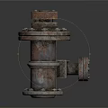 Rusty Industrial Metal Pipe Fitting With Flange Bolts And Valve Component