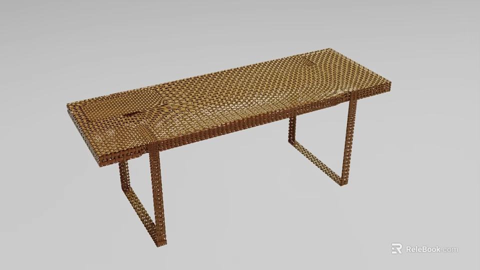Modern Office Desk With Golden Mesh Top And Sturdy Metal Frame Design 3d model 