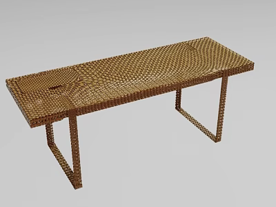 Modern Office Desk With Golden Mesh Top And Sturdy Metal Frame Design 3d model