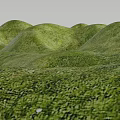 Lush Green Garden Landscape With Rolling Hills And Dense Grass Coverage 3d model