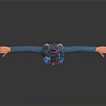 Cute 3D Character With Pink Glasses Blue Jumpsuit LOVE Lettering Arms Outstretched