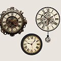Vintage Wall Clocks Featuring Decorative Gears Retro Designs And Multiple Styles 3d model