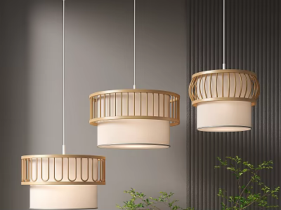 Modern Pendant Lights With Golden Frame And White Lampshade For Interior Decor 3d model