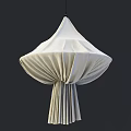Unique Shaped Pendant Light With Fabric Pleated Design Cream Colored Modern Home Decor