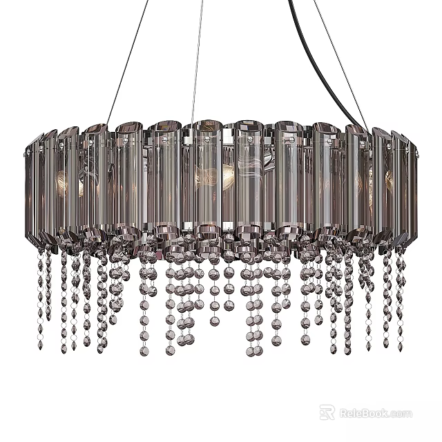 Elegant Modern Crystal Chandelier With Cylindrical Glass Tubes And Dangling Beads 3d model 