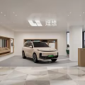 Modern Li Auto Showroom Featuring White SUV With Display Cabinets And Windows 3d model